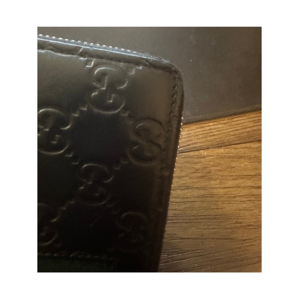 GUCCI BLACK GUCCISSIMA LEATHER WEB ZIP AROUND LONG WALLET - Picture 10 of 12